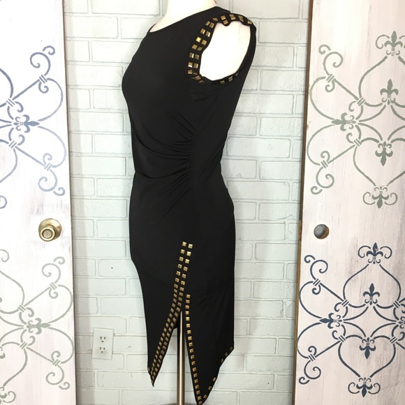 Micheal Kors Cocktail Dress Black w/Gold Studs Sm - Picture 2 of 13